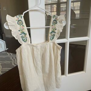 Madewell Embroidered Ruffle Strap white Top